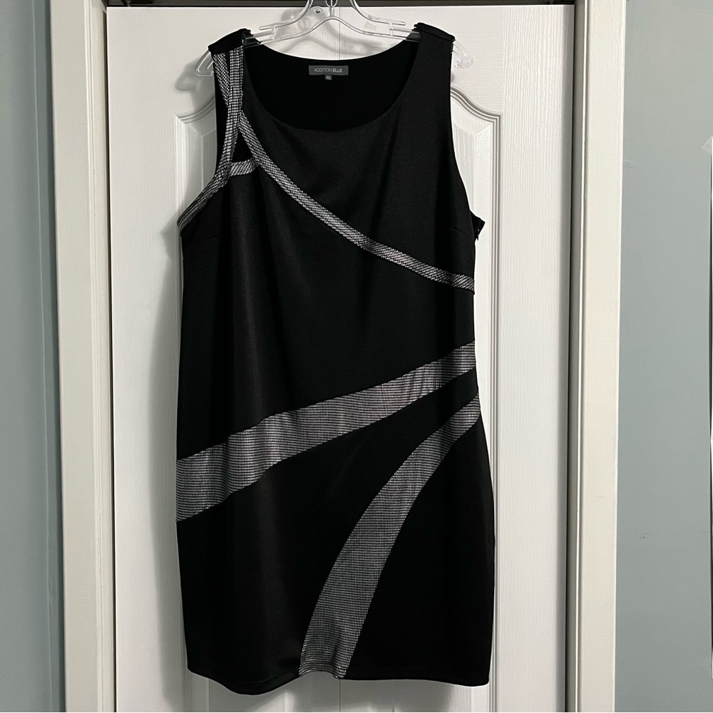 PENNINGTONS ADDITIONELLE black and silver cocktail dress size 3X wedding guest
